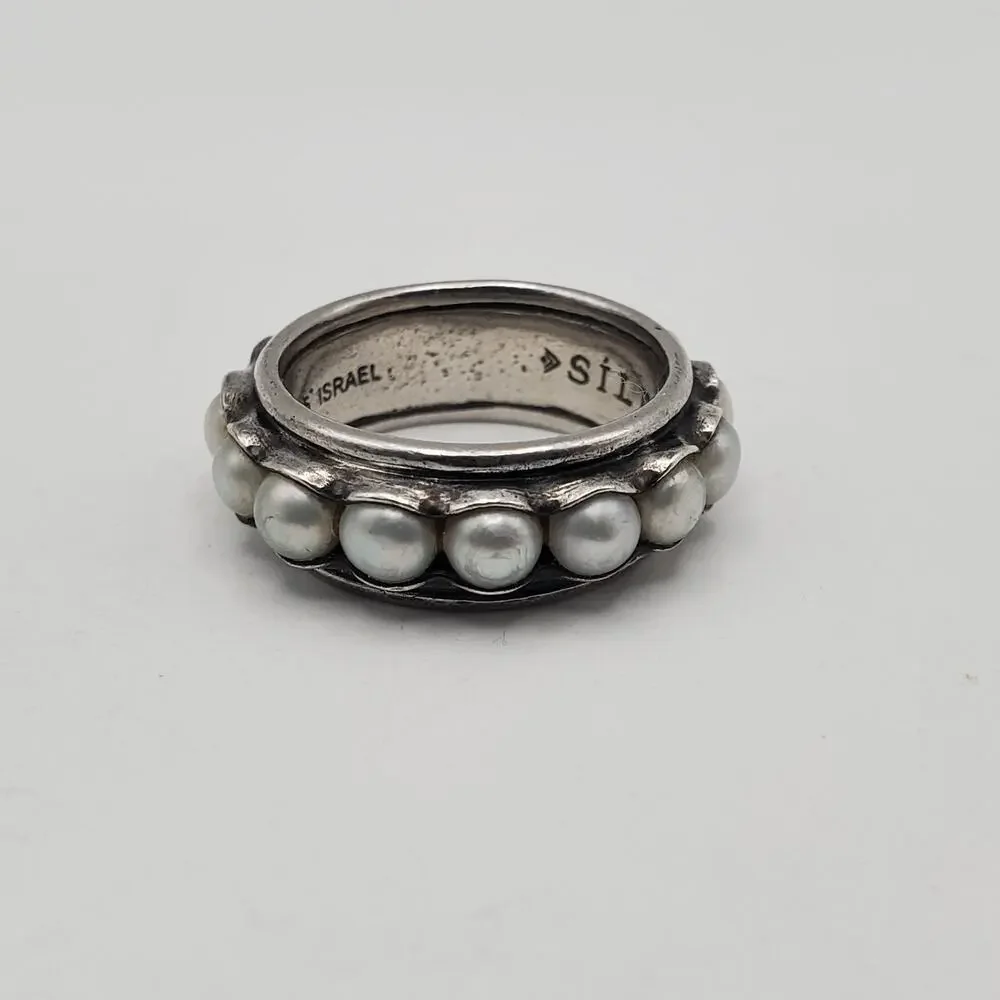 Silpada Designs Sterling Silver Nested Pearls Ring Scalloped Bezel R2209 Size 7 - Picture 4 of 10